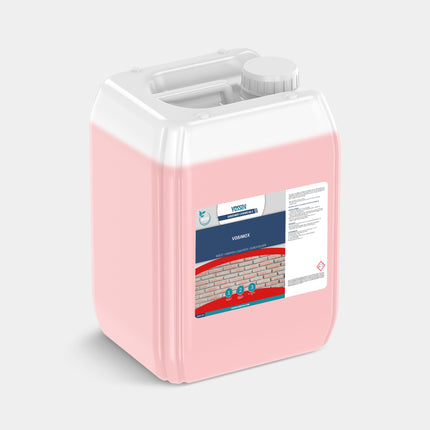 Vosimox - geconcentreerd zuur reinigingsproduct, speciaal voor het verwijderen van cement- en kalkvervuiling op tegels en steen.